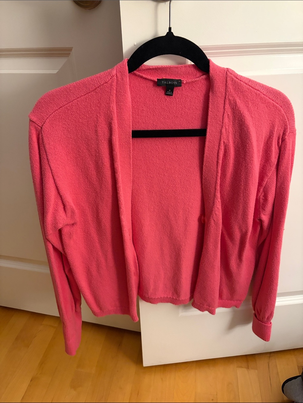 Talbots Coral-Pink Open-Front Women's Cardigan